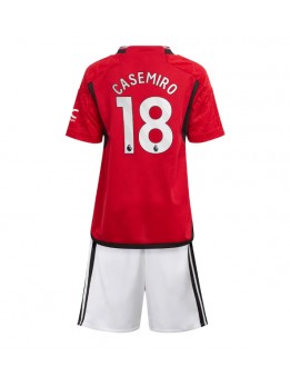 Manchester United Casemiro #18 Dječji Domaci Dres kompleti 2023-24 Kratak Rukavima (+ kratke hlače)